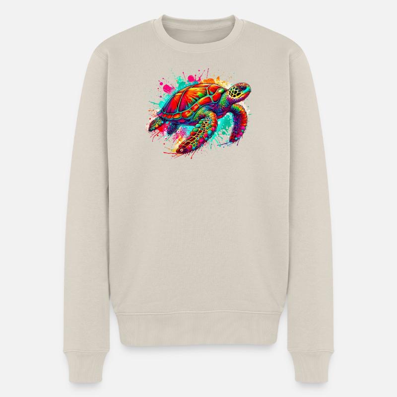 Schildkröte - Männer Premium Bio Pullover - Beige