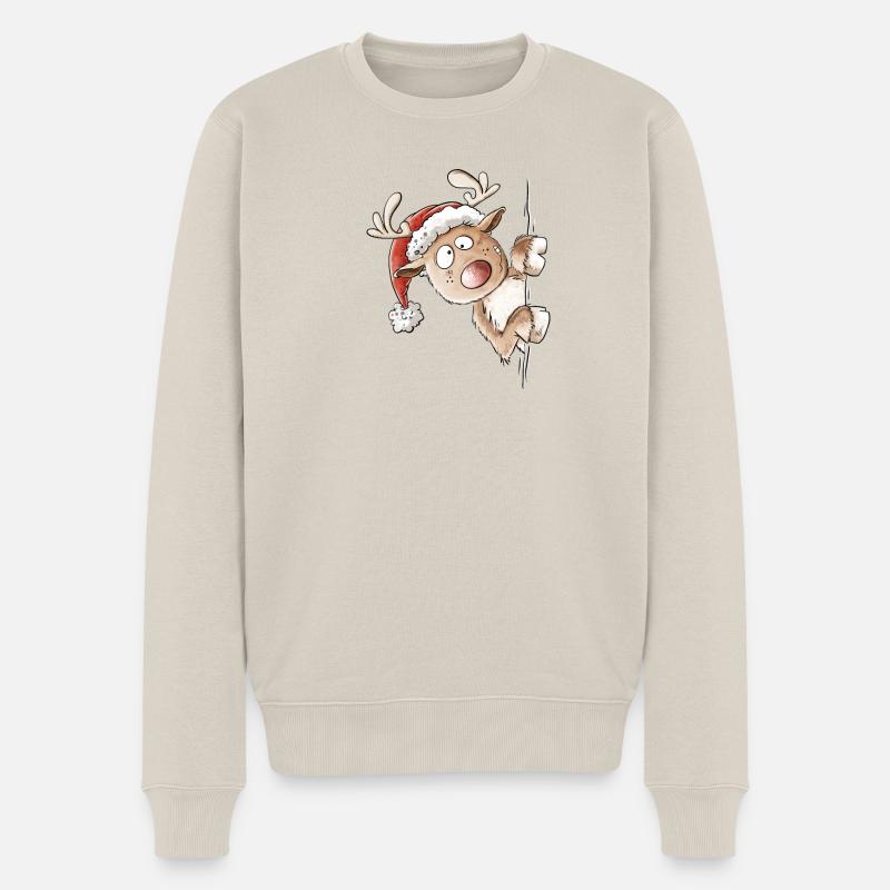 Drôle de renne Noël I cadeau - Pull Premium bio Homme - beige