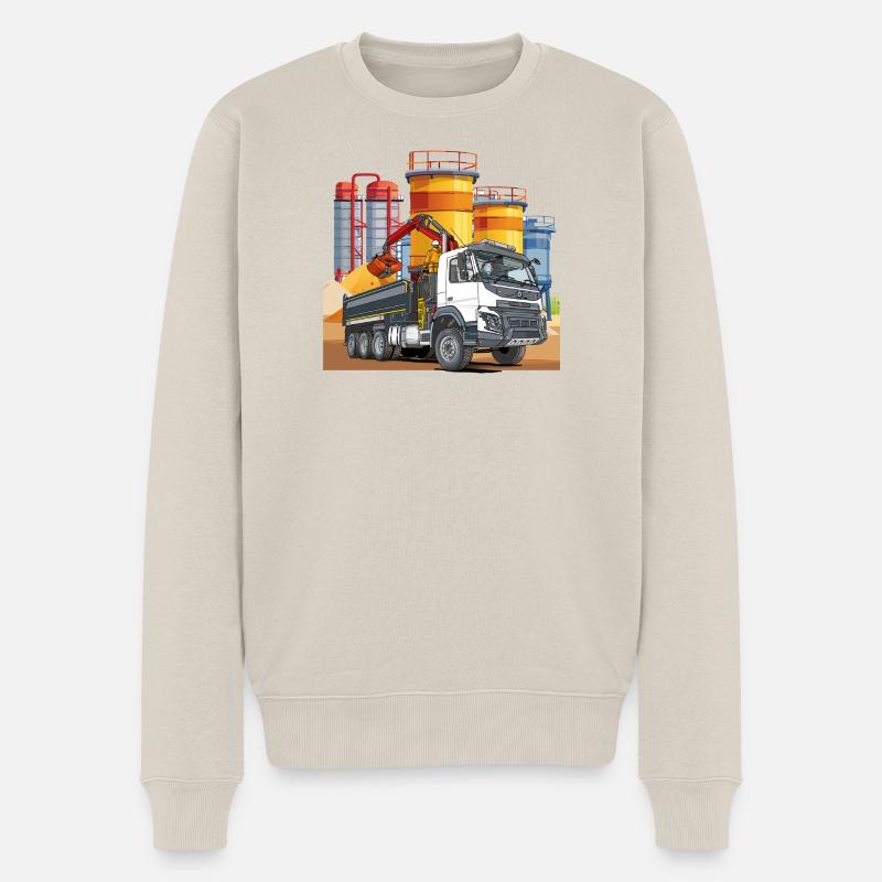 LKW in der Mischanlage - Männer Premium Bio Pullover - Beige