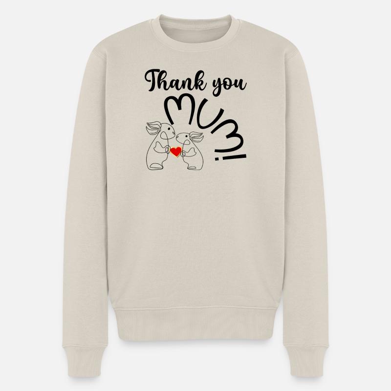 HERZ LIEBE DANKE MAMA KIND - Männer Premium Bio Pullover - Beige