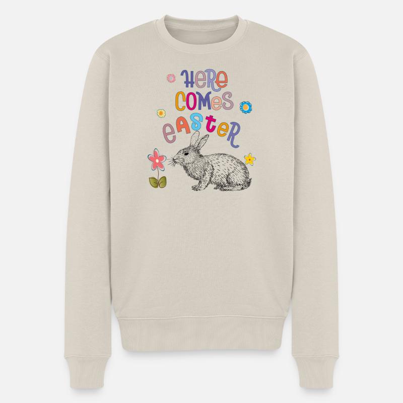 Joyeuses Pâques Lapin de Pâques - Pull Premium bio Homme - beige