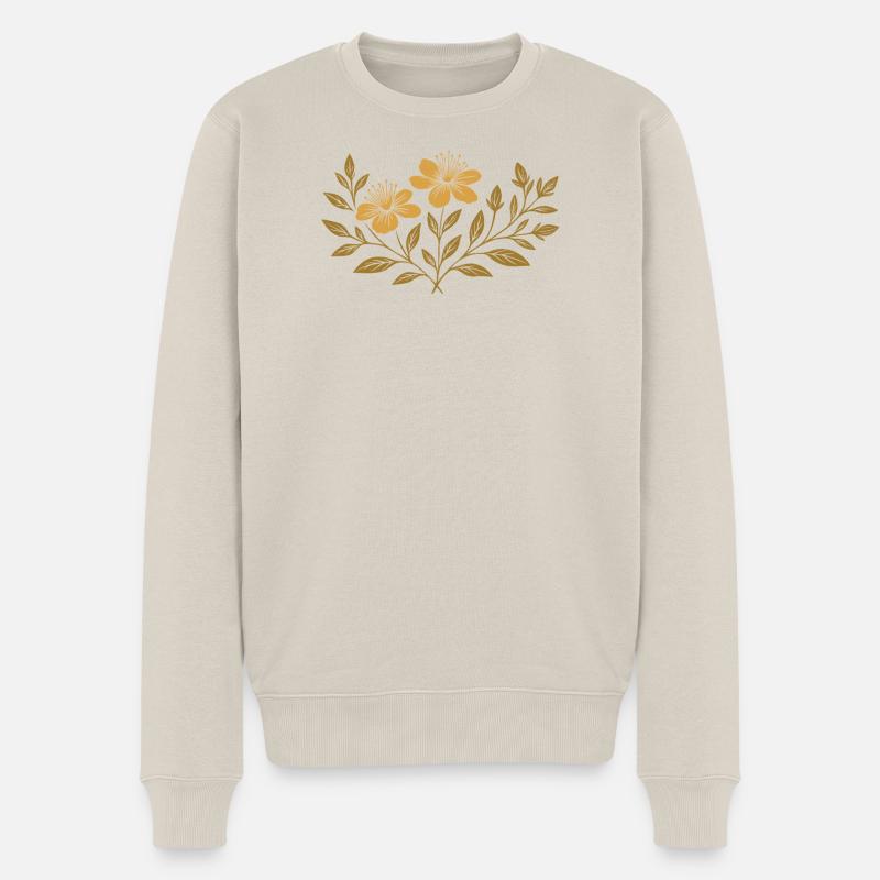 Johanniskraut - Botanisches Design für Mittsommer - Männer Premium Bio Pullover - Beige