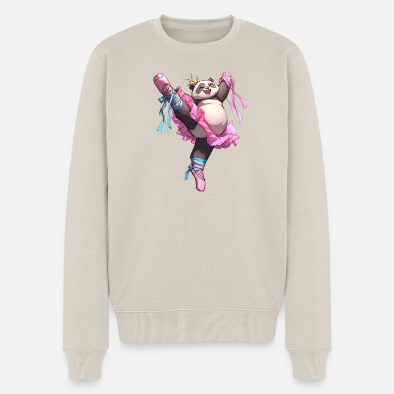Panda Ballerina - Männer Premium Bio Pullover - Beige
