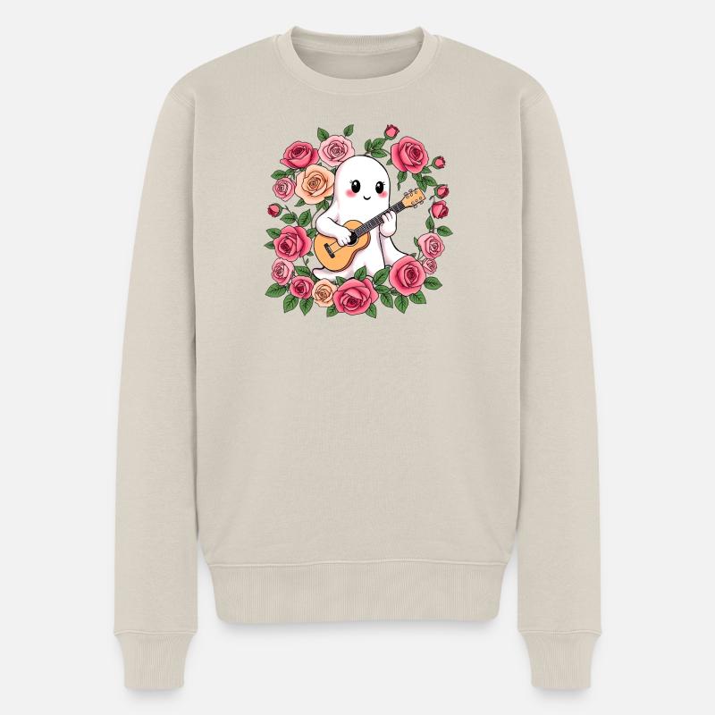Gespenst spielt Gitarre - Männer Premium Bio Pullover - Beige