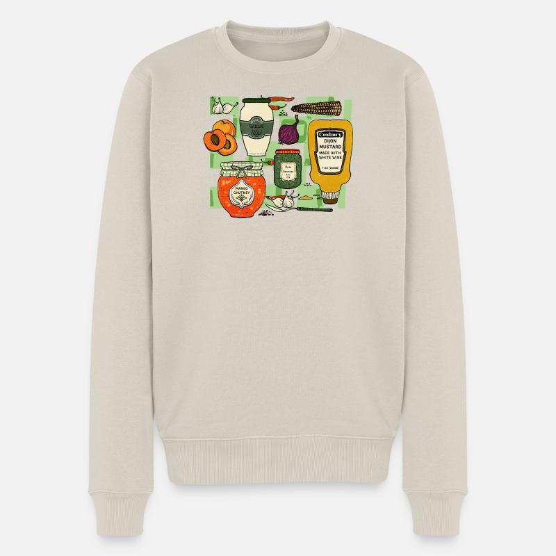 Küchenvorrat Muster: Gewürzglanz - Männer Premium Bio Pullover - Beige