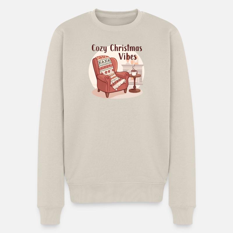 Gemütlicher Sessel – Cozy Christmas Vibes - Männer Premium Bio Pullover - Beige