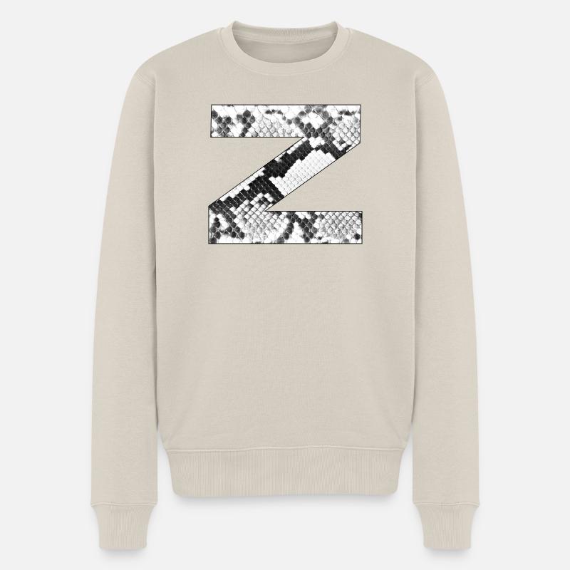 Schlangenleder Muster Buchstabe z - Männer Premium Bio Pullover - Beige