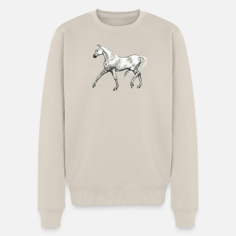 Trabender_Araberhengst - Männer Premium Bio Pullover - Beige