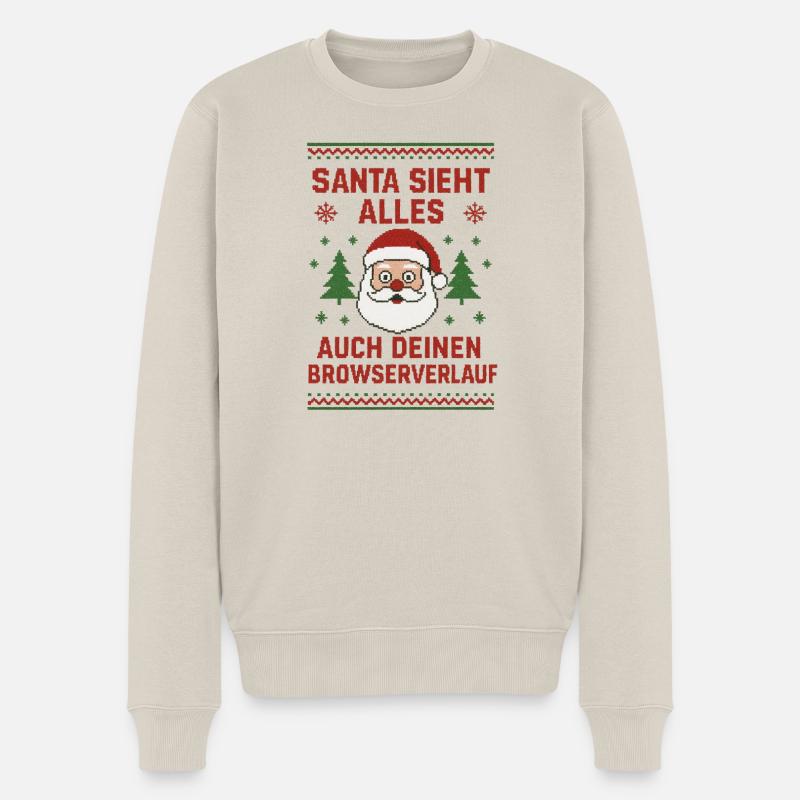 Santa sieht alles - Männer Premium Bio Pullover - Beige