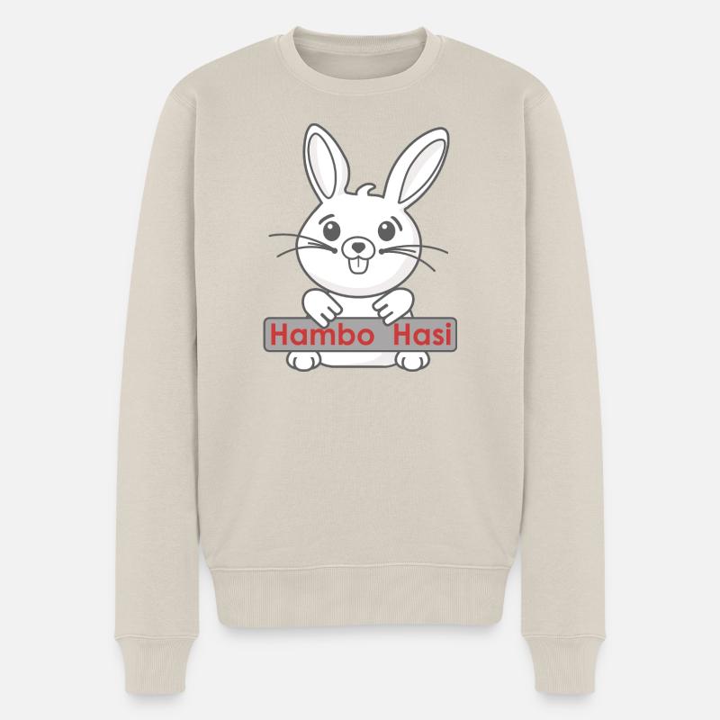 Lächelndes Hase mit Logo - Männer Premium Bio Pullover - Beige