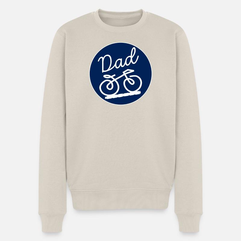 VATER, RADFAHREN, RADFAHRER, LINIENKUNST - Männer Premium Bio Pullover - Beige