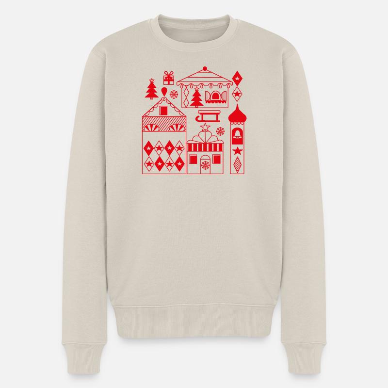 Silhouette du marché de Noël - Pull Premium bio Homme - beige