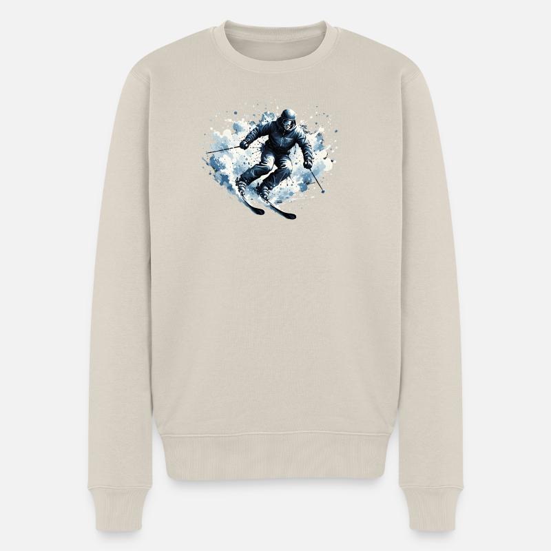 Skifahrer Powder Action - Männer Premium Bio Pullover - Beige