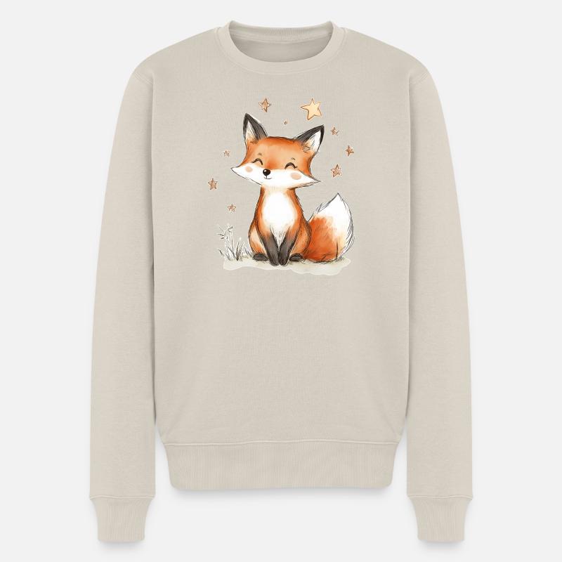 Renard et étoiles - Pull Premium bio Homme - beige