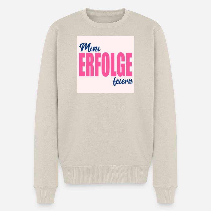 KLEINE ERFOLGE FEIERN - Männer Premium Bio Pullover - Beige