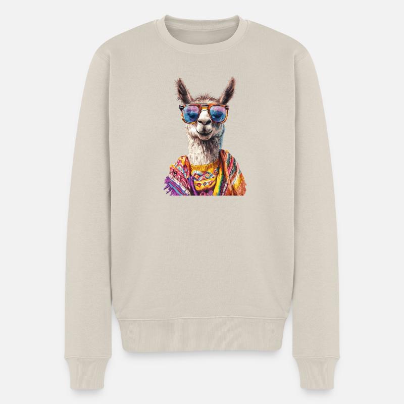 Lama - Männer Premium Bio Pullover - Beige