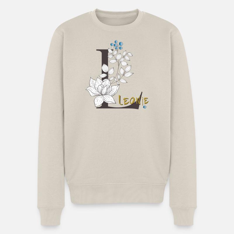 Buchstabe L Leonie - Männer Premium Bio Pullover - Beige