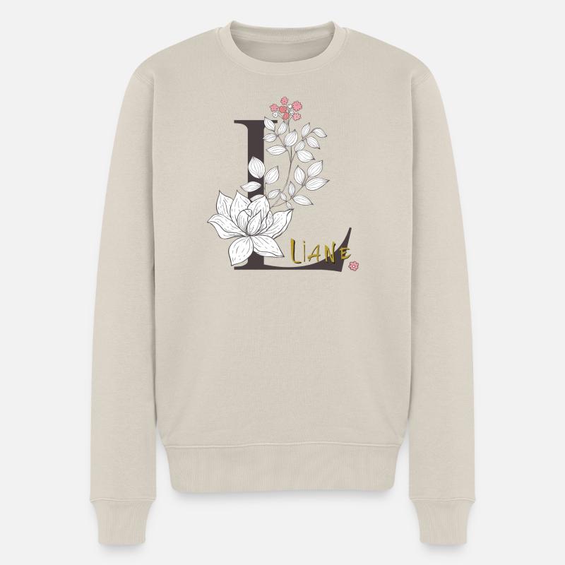 Buchstabe L  Liane - Männer Premium Bio Pullover - Beige