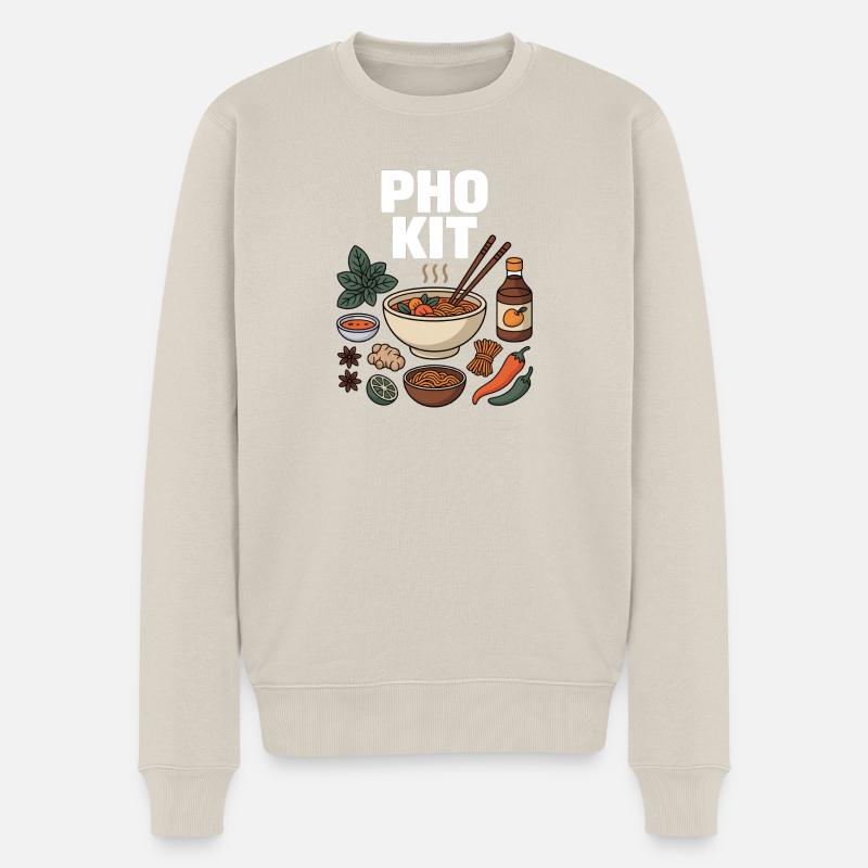 PHO KIT Vietnamesische Pho Nudelsuppe - Männer Premium Bio Pullover - Beige