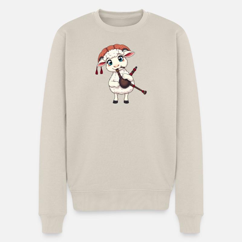 Musikerlamm mit Dudelsack - Männer Premium Bio Pullover - Beige