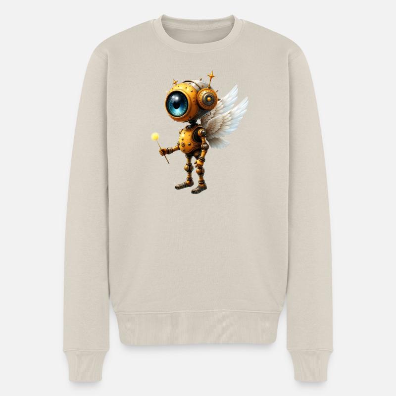 Robot ailé steampunk - Pull Premium bio Homme - beige