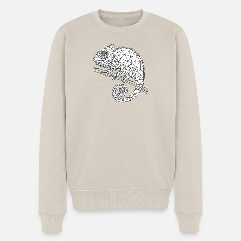 Geometrischer Chamäleon Wireframe - Männer Premium Bio Pullover - Beige