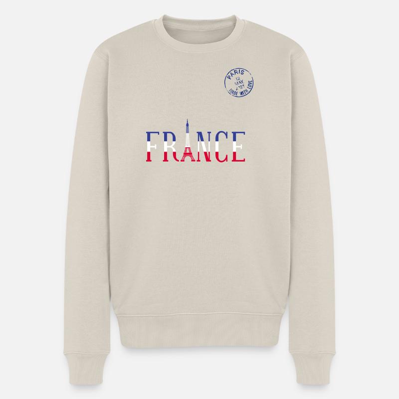 Paris City Style – Minimal Urban Design - Männer Premium Bio Pullover - Beige