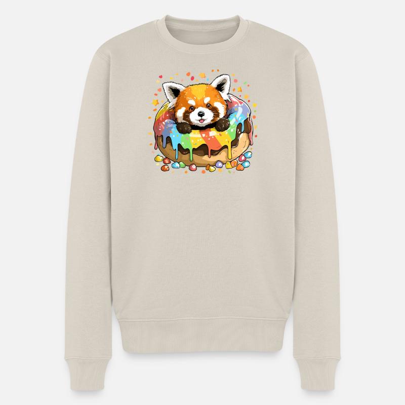 Roter Panda Kuchenzauber - Männer Premium Bio Pullover - Beige