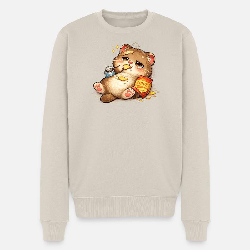 Keksliebende Katze - Männer Premium Bio Pullover - Beige