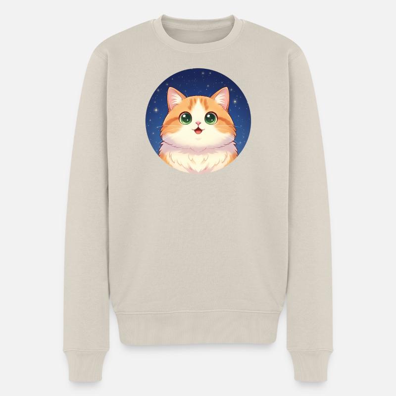 Chaton de la Nuit Étoilée - Pull Premium bio Homme - beige