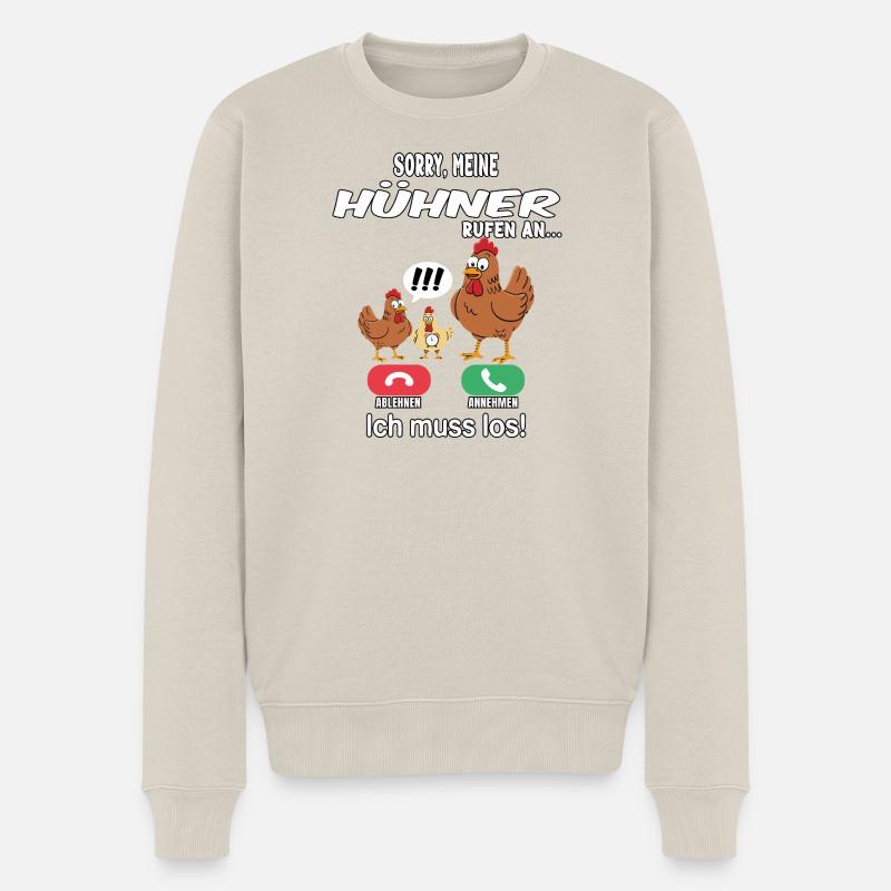 Désolé, mes poules appellent - Pull Premium bio Homme - beige