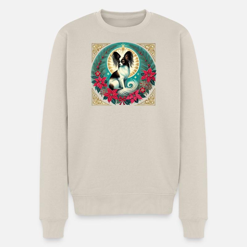 Papillon Halo Weihnachtskreis - Männer Premium Bio Pullover - Beige