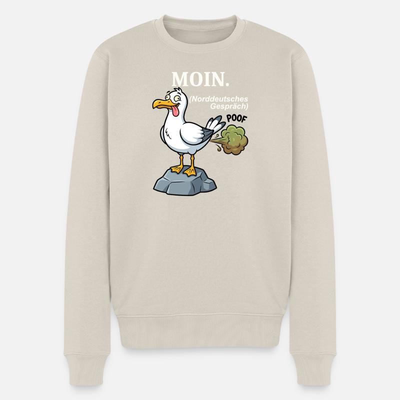 Norddeutscher Humor Spruch: MOIN - Männer Premium Bio Pullover - Beige
