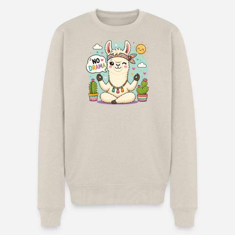 Kein Drama Lama - Männer Premium Bio Pullover - Beige