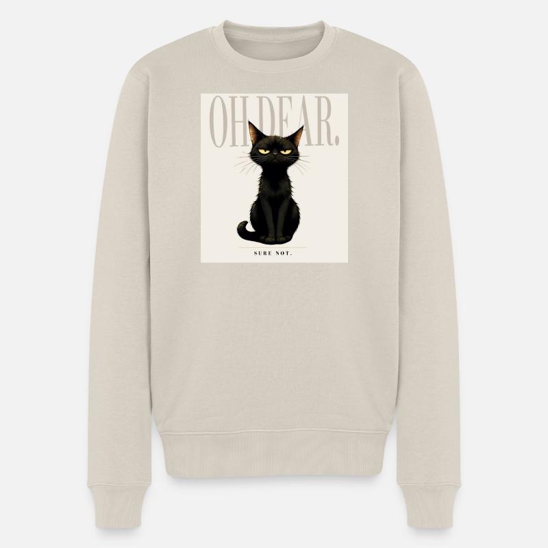 OH DEAR Sarcastic Black Cat Design - Männer Premium Bio Pullover - Beige
