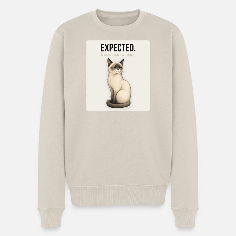 EXPECTED Sarcastic Cat Design - Männer Premium Bio Pullover - Beige