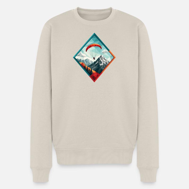 Paraglider über Berglandschaft - Männer Premium Bio Pullover - Beige