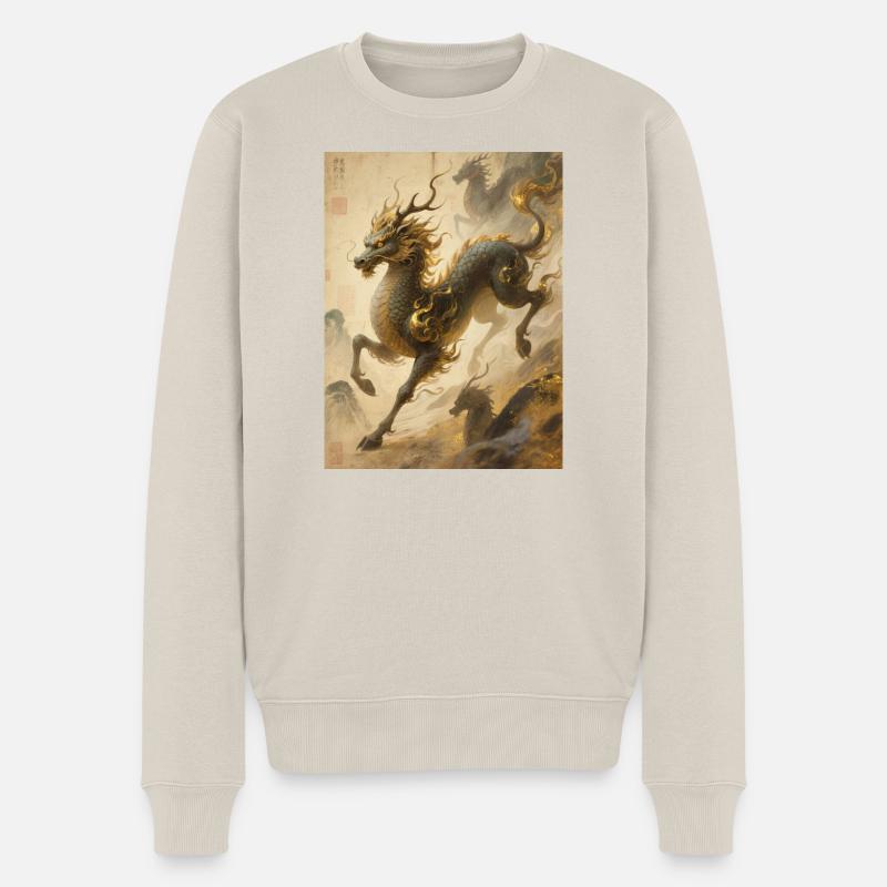 Die Jade-Apotheose: Qilin – Ewigkeit - Männer Premium Bio Pullover - Beige