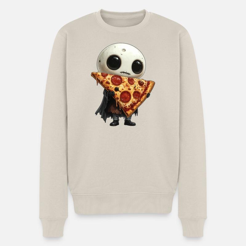 Creepy Cute Pizza Pepperoni - Männer Premium Bio Pullover - Beige