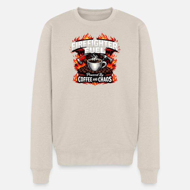 Feuerwehr Kaffee Chaos Motiv - Männer Premium Bio Pullover - Beige