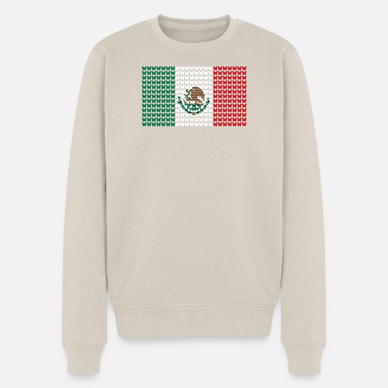 Mexiko Rasterflag Muster - Männer Premium Bio Pullover - Beige