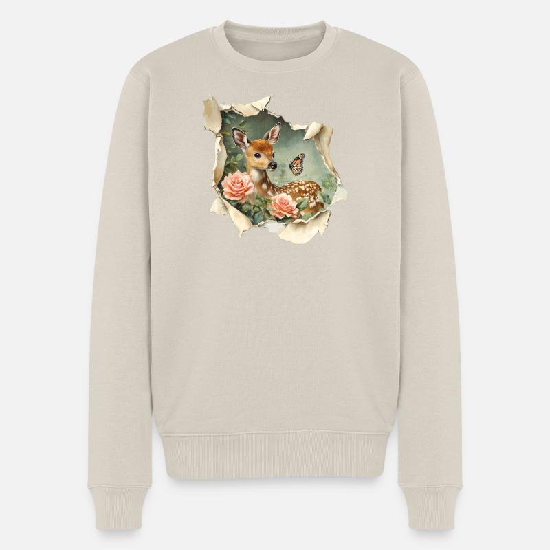 Reh Rehkitz - Männer Premium Bio Pullover - Beige