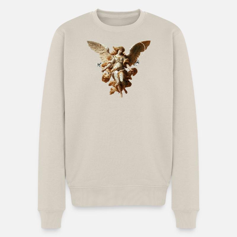 Engel mit verwitterten Flügeln - Männer Premium Bio Pullover - Beige