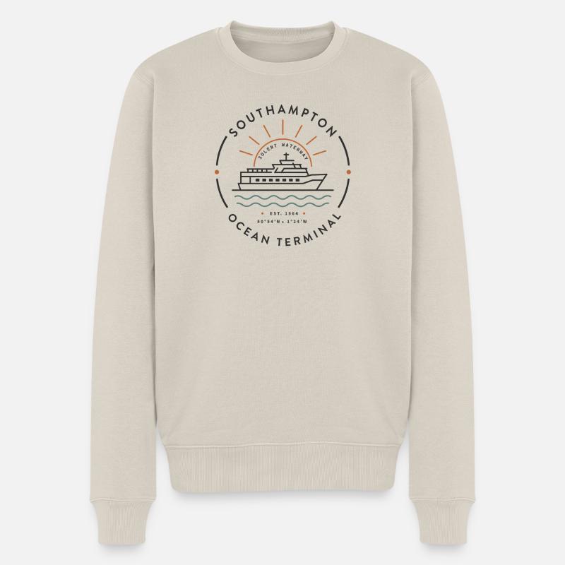 Southampton Ocean Terminal Maritime Abzeichen - Männer Premium Bio Pullover - Beige