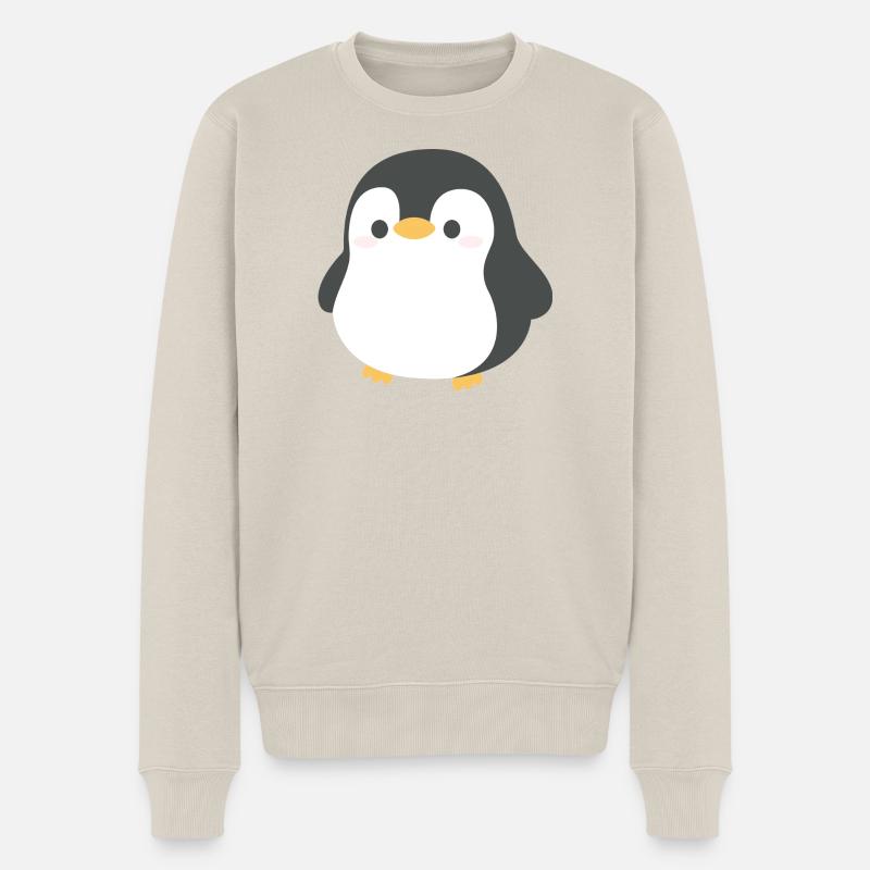 Chibi-Pinguin-Silhouette - Männer Premium Bio Pullover - Beige