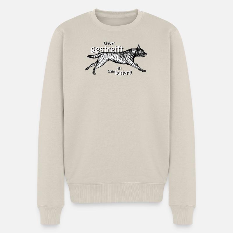 Mieux rayé que mesquin - 3 - Pull Premium bio Homme - beige