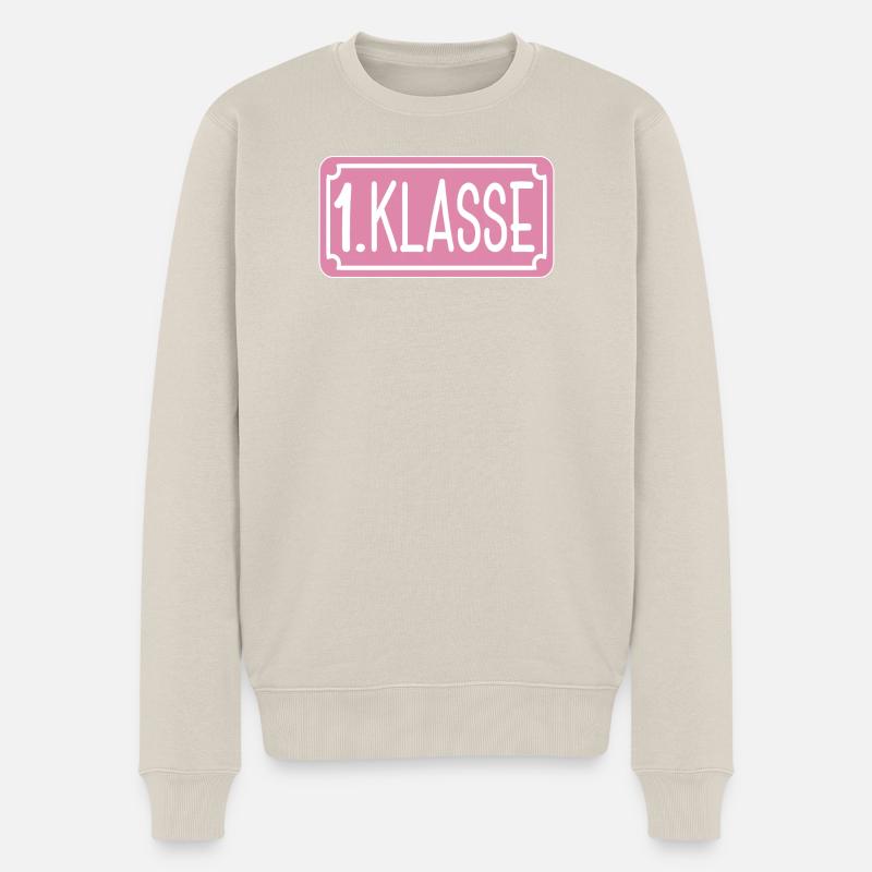 Grundschule - 1. Klasse Mädchen Schulkind - Männer Premium Bio Pullover - Beige