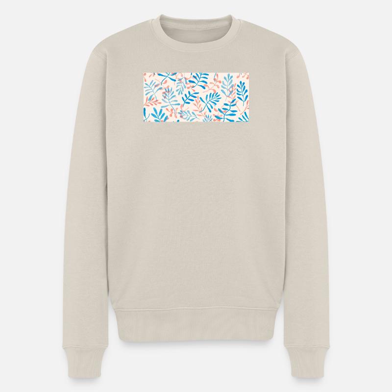 Motif de feuilles à l’aquarelle dans des tons pastel - Pull Premium bio Homme - beige
