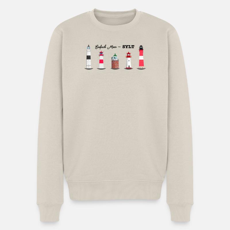 Sylt , List Ost +West, Hörnum, Kampen und Kampen - Männer Premium Bio Pullover - Beige