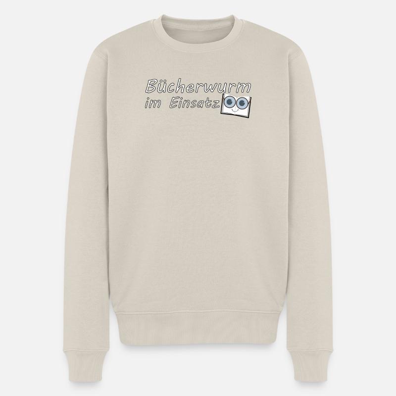 Bücherwurm Deluxe - Männer Premium Bio Pullover - Beige